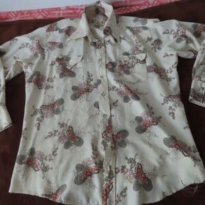 Vtg H Bar C Ranchwear Long Tail Pearl Snap Shirt Mens Western Cowboy Boho